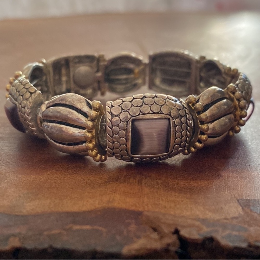 VINTAGE Silver, gold, and purple amethyst gem bracelet‎